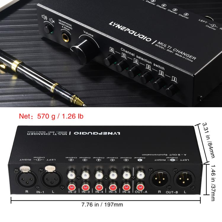 B081 6 Input 3 Outupt Audio Signal Selector Switcher Multi-channel Switcher, Fully Balanced Passive Front Active Speaker Volume Controller RCA Selector, B081