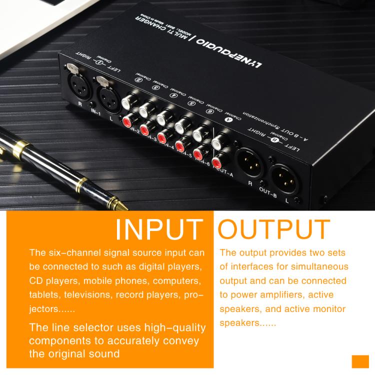 B081 6 Input 3 Outupt Audio Signal Selector Switcher Multi-channel Switcher, Fully Balanced Passive Front Active Speaker Volume Controller RCA Selector, B081