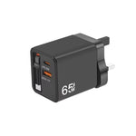 كابل قابل للسحب 3 في 1 بطول 70 سم Type-C، شاحن هاتف USB PD3.0، QC3.0، قابس المملكة المتحدة