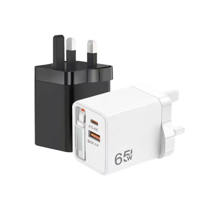 كابل قابل للسحب 3 في 1 بطول 70 سم Type-C، شاحن هاتف USB PD3.0، QC3.0، قابس المملكة المتحدة