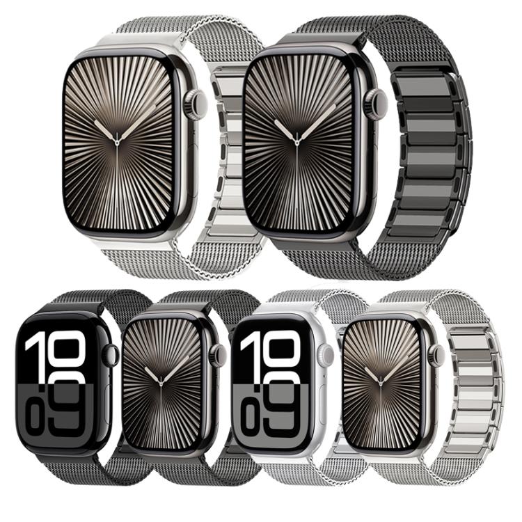 Magnetic Woven I-Shaped Stainless Steel Watch Band, For Apple Watch 46mm / 49mm / 45mm / 44mm, For Apple Watch 42mm / 41mm / 40mm / 38mm