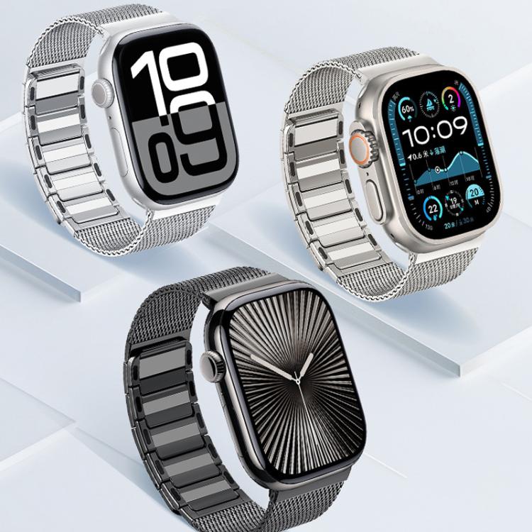 Magnetic Woven I-Shaped Stainless Steel Watch Band, For Apple Watch 46mm / 49mm / 45mm / 44mm, For Apple Watch 42mm / 41mm / 40mm / 38mm