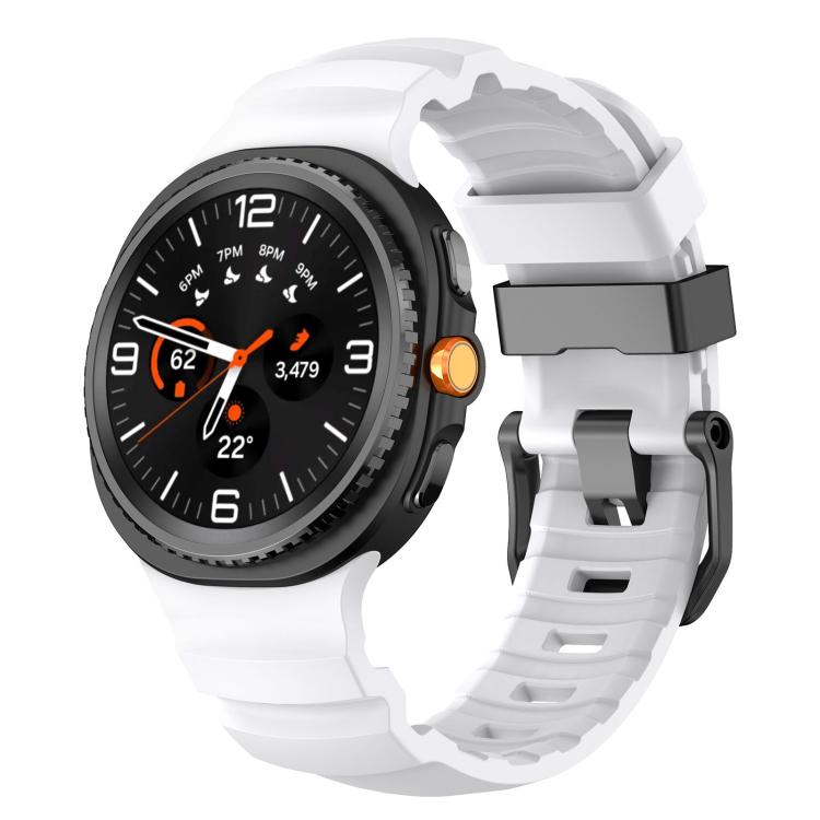 Black Buckle Sports Silicone Watch Band, For Samsung Galaxy Watch8 / Watch8 Classic