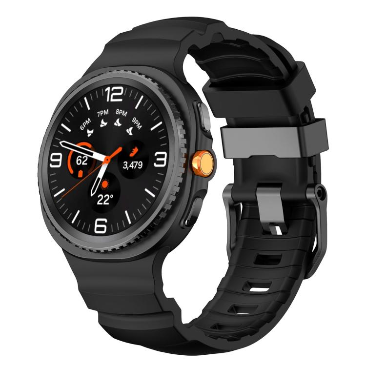 Black Buckle Sports Silicone Watch Band, For Samsung Galaxy Watch8 / Watch8 Classic