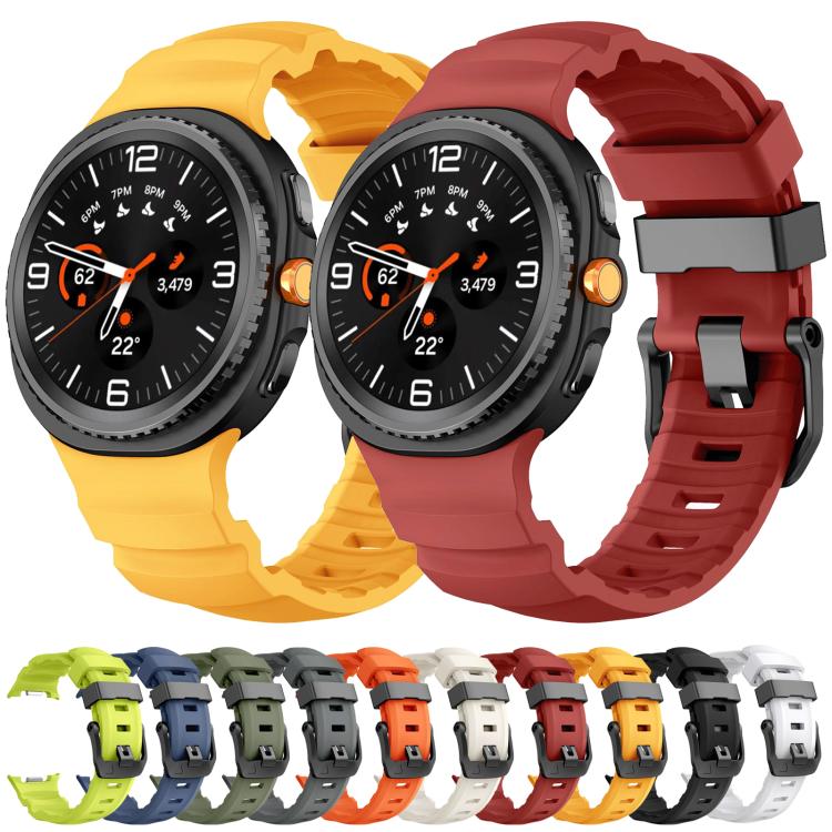 Black Buckle Sports Silicone Watch Band, For Samsung Galaxy Watch8 / Watch8 Classic