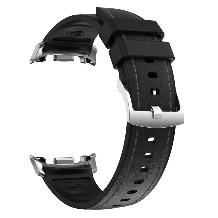 Silicone Hybrid Leather Skin Watch Band, For Samsung Galaxy Watch8 / Watch8 Classic