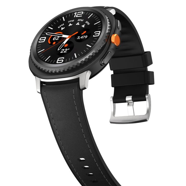 Silicone Hybrid Leather Skin Watch Band, For Samsung Galaxy Watch8 / Watch8 Classic