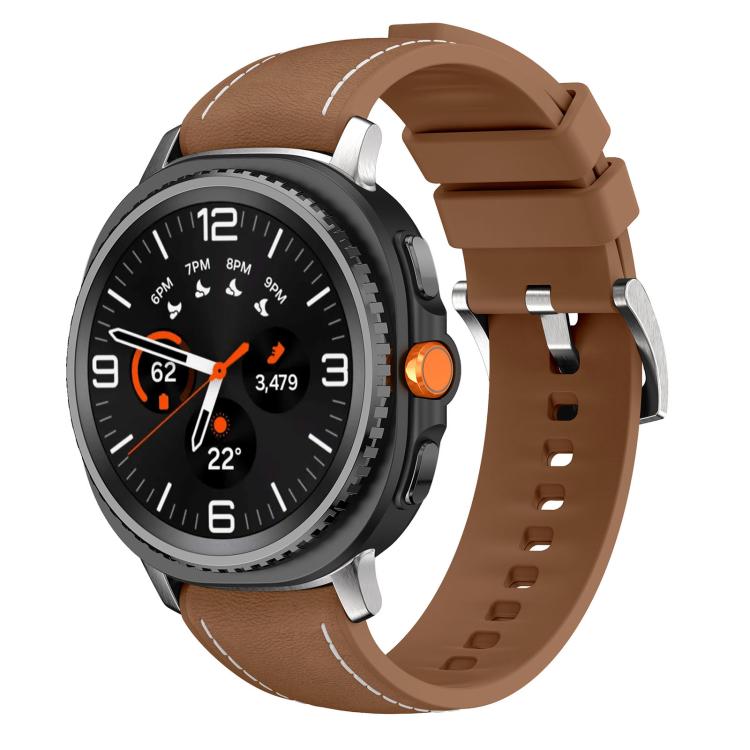 Silicone Hybrid Leather Skin Watch Band, For Samsung Galaxy Watch8 / Watch8 Classic
