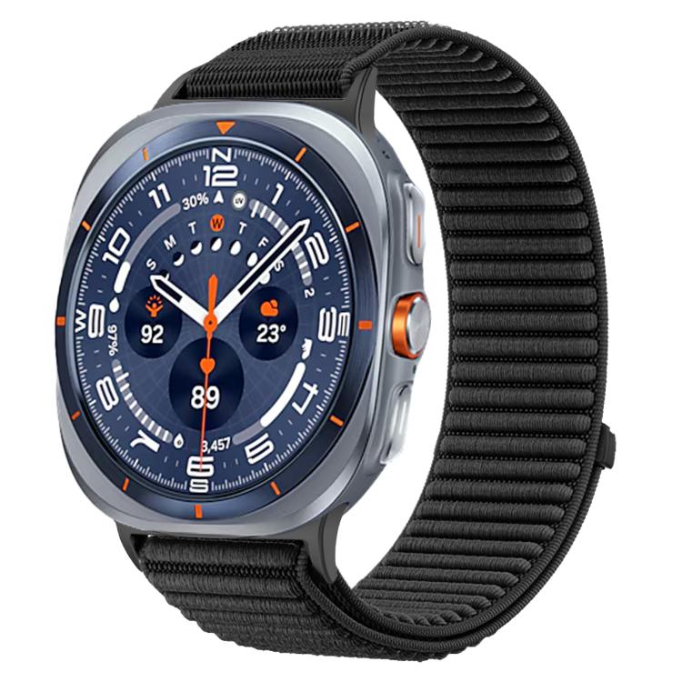 Woven Nylon Hook And Loop Fastener Metal Interface Watch Band, For Samsung Galaxy Watch Ultra 47mm / Ultra 2025