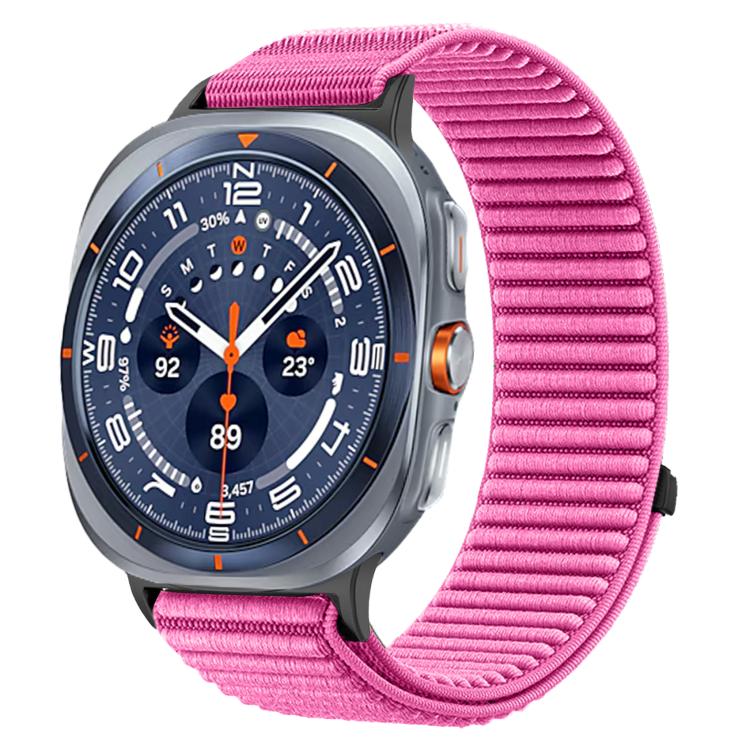 Woven Nylon Hook And Loop Fastener Metal Interface Watch Band, For Samsung Galaxy Watch Ultra 47mm / Ultra 2025