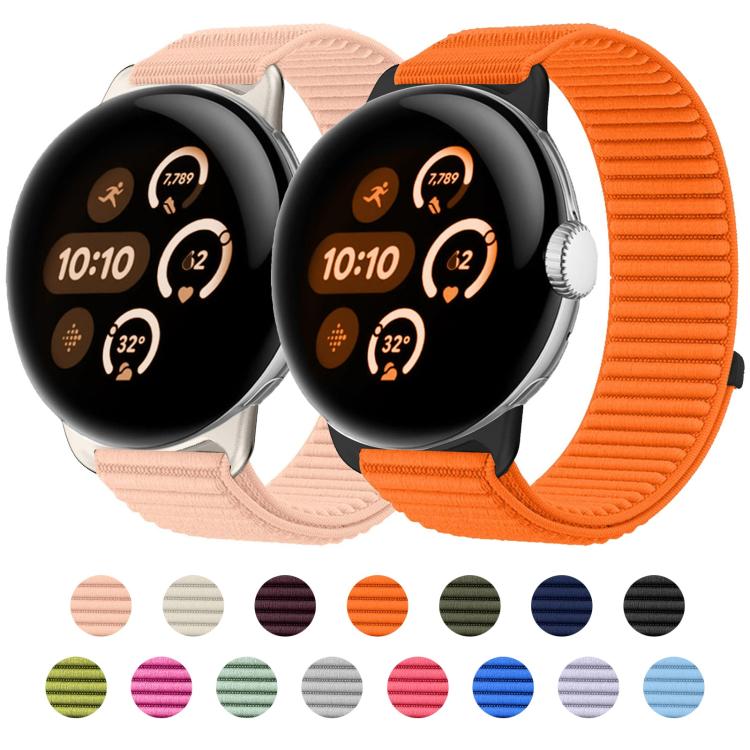 Woven Nylon Hook And Loop Fastener Metal Interface Watch Band, For Google Pixel Watch 4 / Watch 3 45mm, For Google Pixel Watch 4 / 3 / 2 / 1 41mm