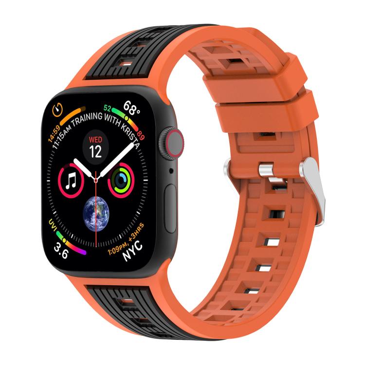 Two-Tone Vertical Stripe Silicone Watch Band, For Apple Watch 46mm / 49mm / 45mm / 44mm, For Apple Watch 42mm / 41mm / 40mm / 38mm