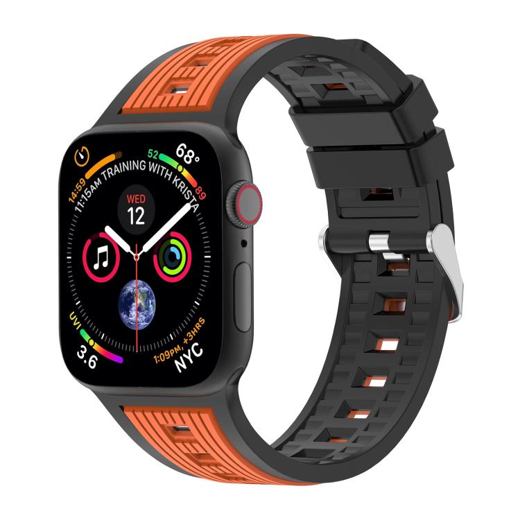Two-Tone Vertical Stripe Silicone Watch Band, For Apple Watch 46mm / 49mm / 45mm / 44mm, For Apple Watch 42mm / 41mm / 40mm / 38mm