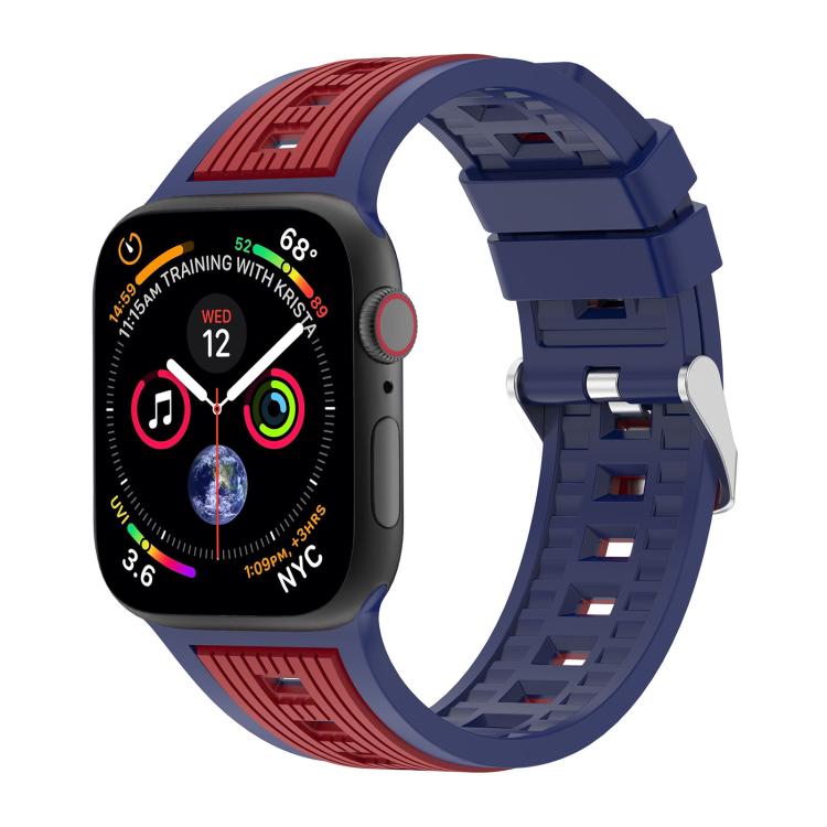 Two-Tone Vertical Stripe Silicone Watch Band, For Apple Watch 46mm / 49mm / 45mm / 44mm, For Apple Watch 42mm / 41mm / 40mm / 38mm