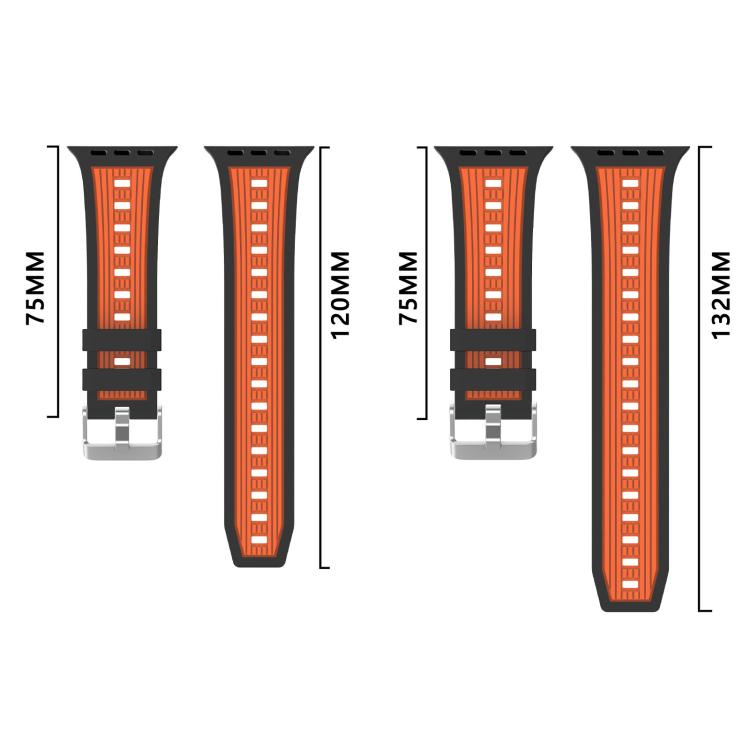 Two-Tone Vertical Stripe Silicone Watch Band, For Apple Watch 46mm / 49mm / 45mm / 44mm, For Apple Watch 42mm / 41mm / 40mm / 38mm