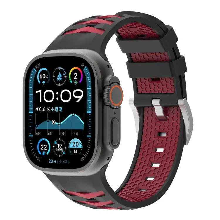Tire Texture Two-Color Silicone Watch Band, For Apple Watch 46mm / 49mm / 45mm / 44mm, For Apple Watch 42mm / 41mm / 40mm / 38mm