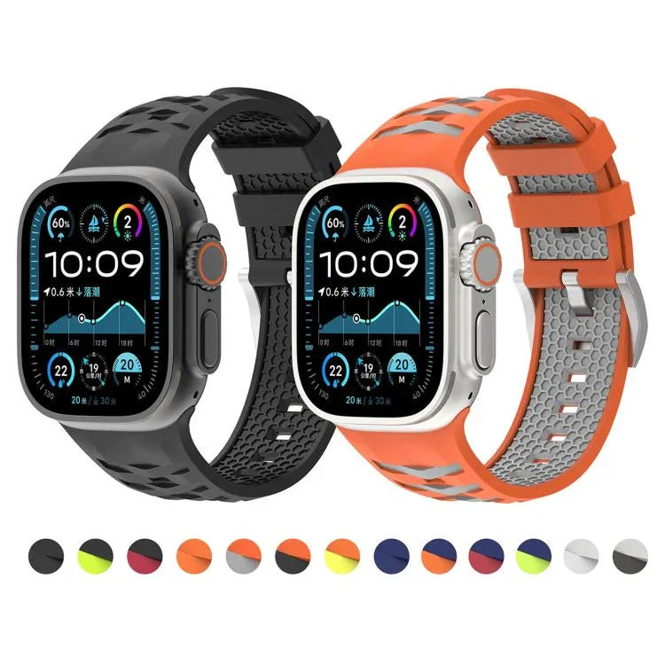 Tire Texture Two-Color Silicone Watch Band, For Apple Watch 46mm / 49mm / 45mm / 44mm, For Apple Watch 42mm / 41mm / 40mm / 38mm