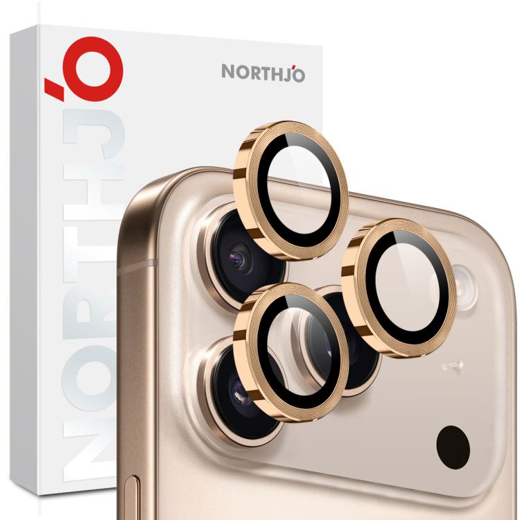 NORTHJO Camera Lens Protector CD Metal Ring Tempered Glass Film, For iPhone 17 Pro / 17 Pro Max