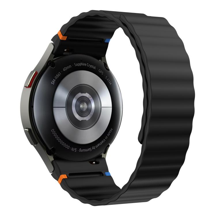 Wavy Grain Stitched Magnetic Silicone Watch Band, For Samsung Galaxy Watch 7 / 6 / 5 / 4
