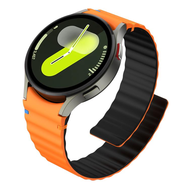 Wavy Grain Stitched Magnetic Silicone Watch Band, For Samsung Galaxy Watch 7 / 6 / 5 / 4