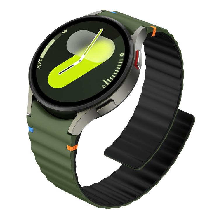 Wavy Grain Stitched Magnetic Silicone Watch Band, For Samsung Galaxy Watch 7 / 6 / 5 / 4