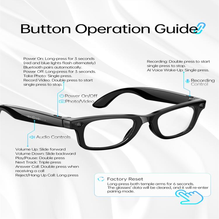 W620 Smart Glasses, Support AI Voice Wake-Up / AI Photo Recognition / AI Intelligent Translation