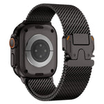 Metal Clasp Coarse Mesh Milan Stainless Steel Watch Band, For Apple Watch 46mm / 49mm / 45mm / 44mm