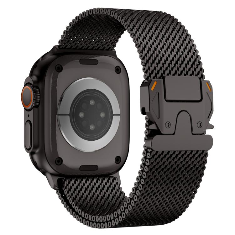 Metal Clasp Coarse Mesh Milan Stainless Steel Watch Band, For Apple Watch 46mm / 49mm / 45mm / 44mm