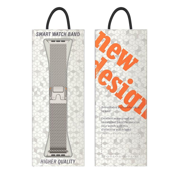 Metal Clasp Coarse Mesh Milan Stainless Steel Watch Band, For Apple Watch 46mm / 49mm / 45mm / 44mm