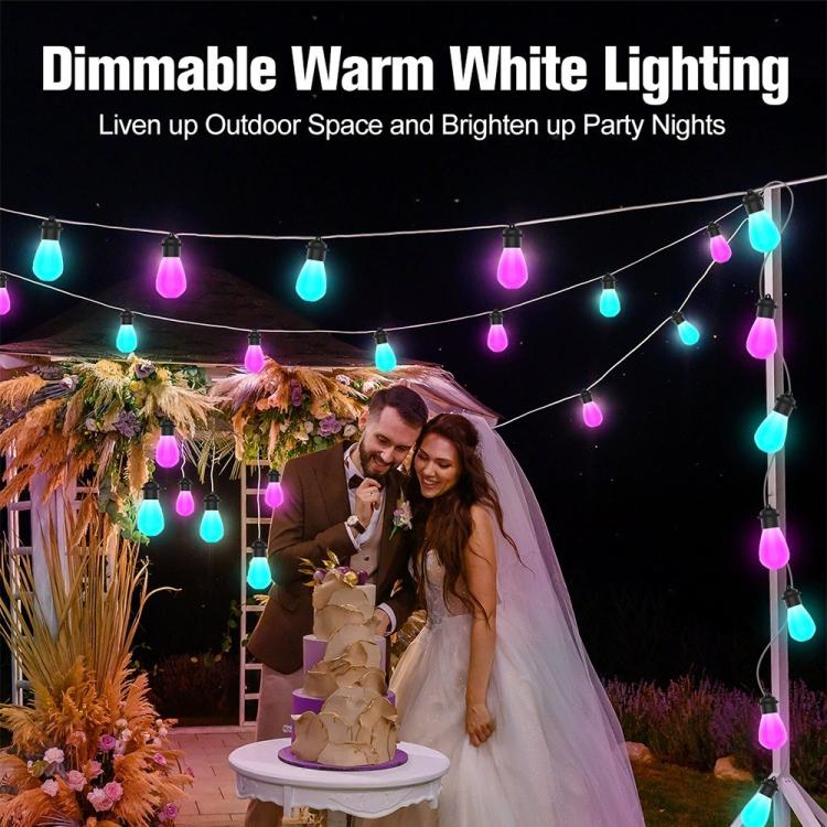 S14 IP65 Waterproof RGBIC WiFi BLE App Remote Control Smart WiFi String Lights 12M 20 Bulbs