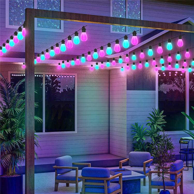 S14 IP65 Waterproof RGBIC WiFi BLE App Remote Control Smart WiFi String Lights 12M 20 Bulbs