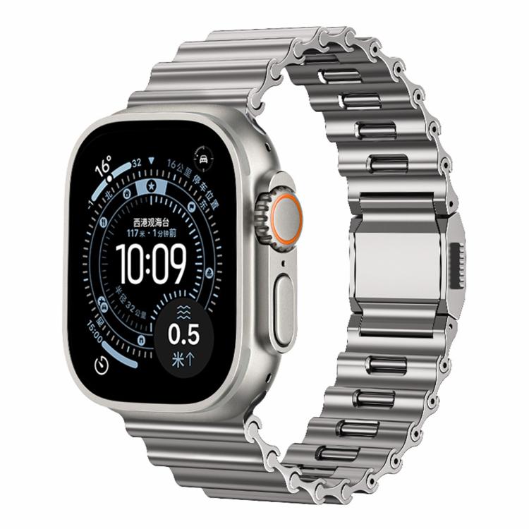 Ocean Wave Magnetic Buckle Stainless Steel Watch Band, For Apple Watch 46mm / 49mm / 45mm / 44mm