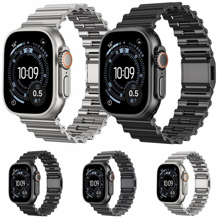 Ocean Wave Magnetic Buckle Stainless Steel Watch Band, For Apple Watch 46mm / 49mm / 45mm / 44mm
