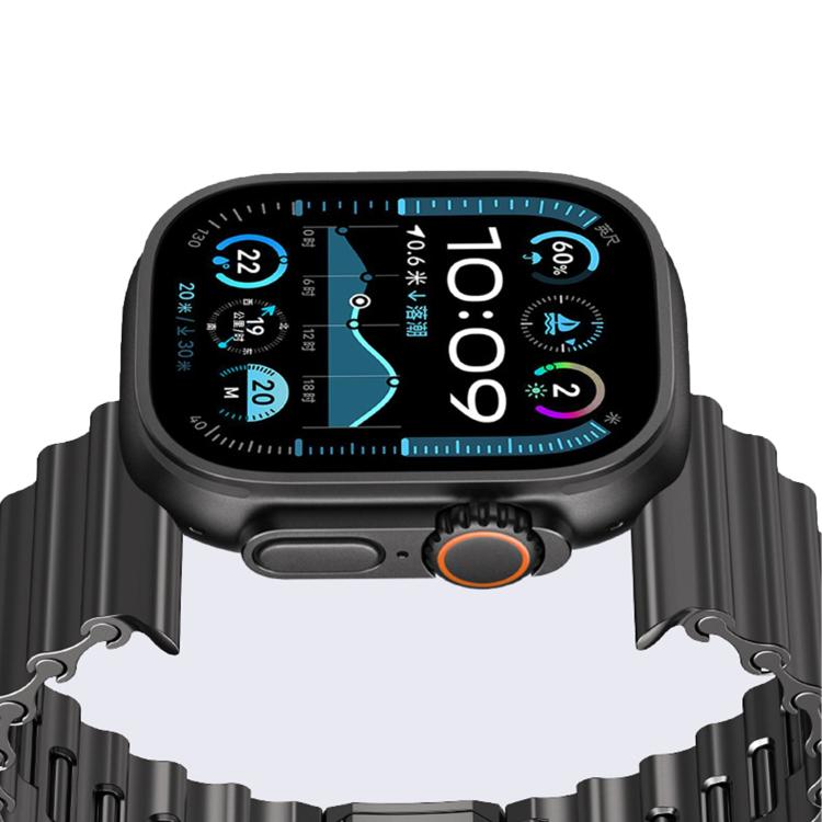 Ocean Wave Magnetic Buckle Stainless Steel Watch Band, For Apple Watch 46mm / 49mm / 45mm / 44mm
