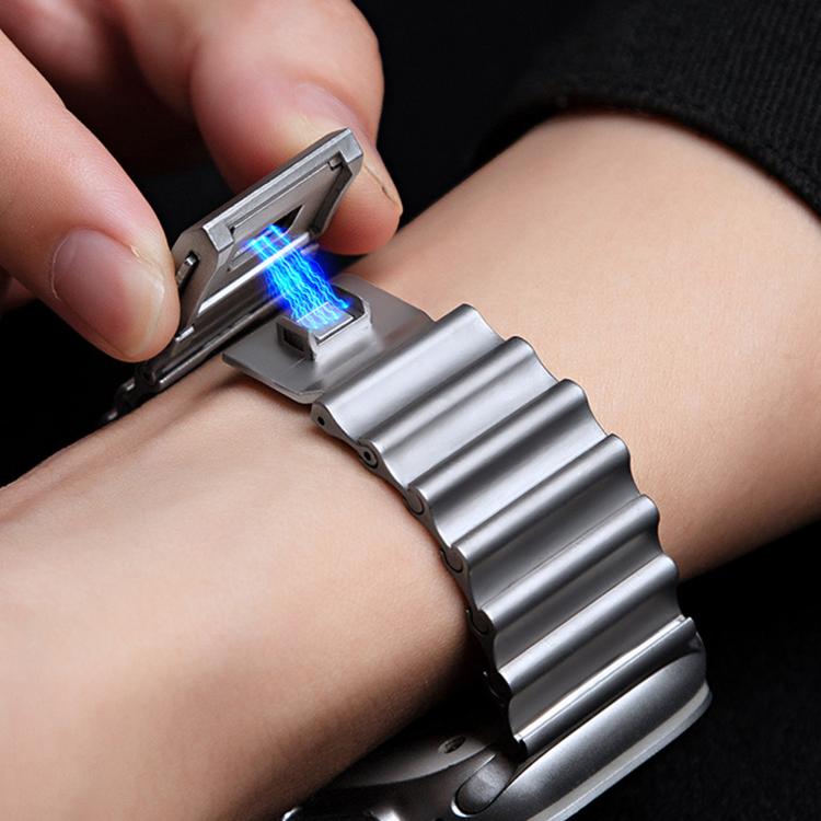 Ocean Wave Magnetic Buckle Stainless Steel Watch Band, For Apple Watch 46mm / 49mm / 45mm / 44mm