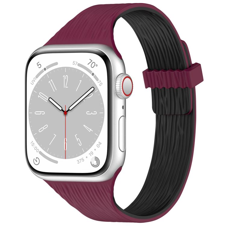 Water Wood Grain Small Waist Magnetic Silicone Watch Band, For Apple Watch 46mm / 49mm / 45mm / 44mm, For Apple Watch 42mm / 41mm / 40mm / 38mm