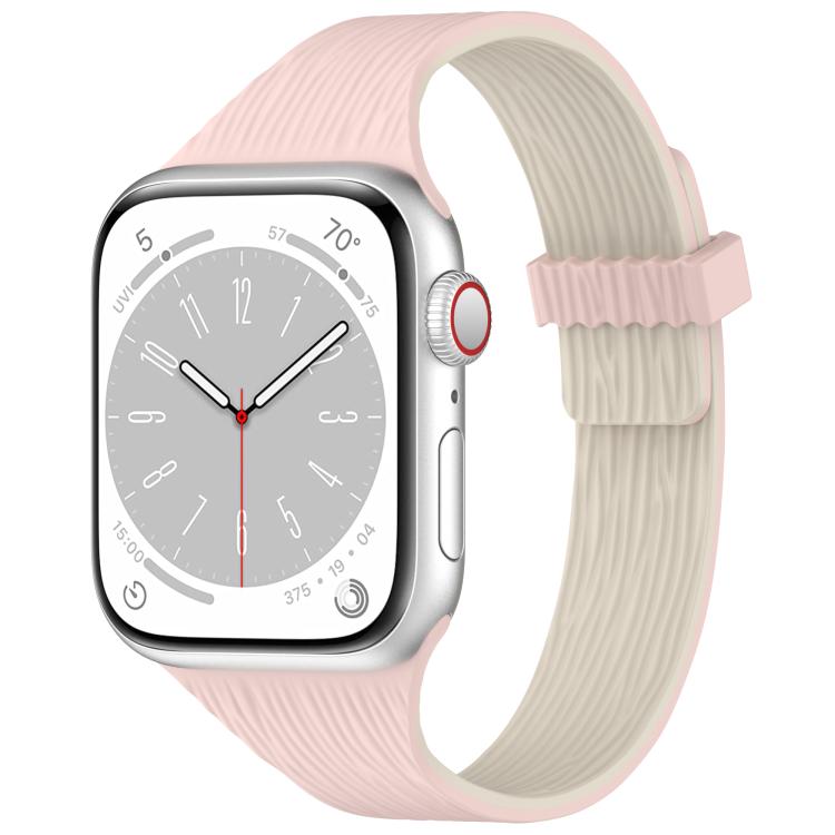 Water Wood Grain Small Waist Magnetic Silicone Watch Band, For Apple Watch 46mm / 49mm / 45mm / 44mm, For Apple Watch 42mm / 41mm / 40mm / 38mm