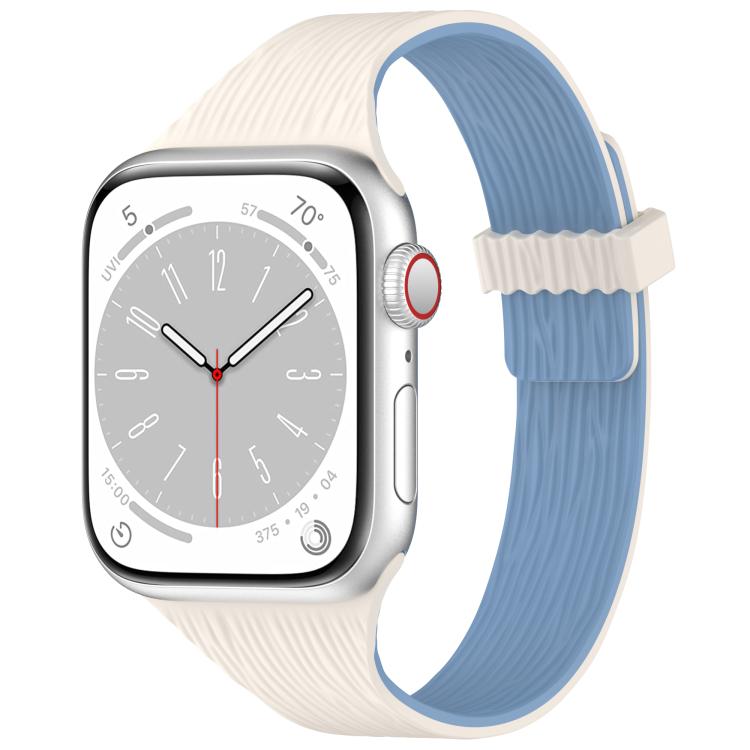 Water Wood Grain Small Waist Magnetic Silicone Watch Band, For Apple Watch 46mm / 49mm / 45mm / 44mm, For Apple Watch 42mm / 41mm / 40mm / 38mm