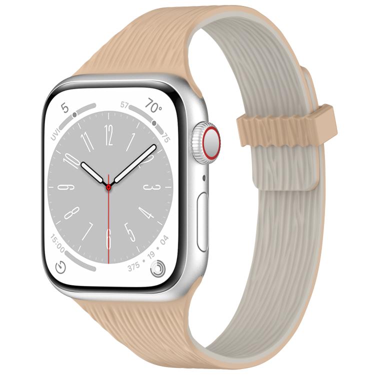 Water Wood Grain Small Waist Magnetic Silicone Watch Band, For Apple Watch 46mm / 49mm / 45mm / 44mm, For Apple Watch 42mm / 41mm / 40mm / 38mm