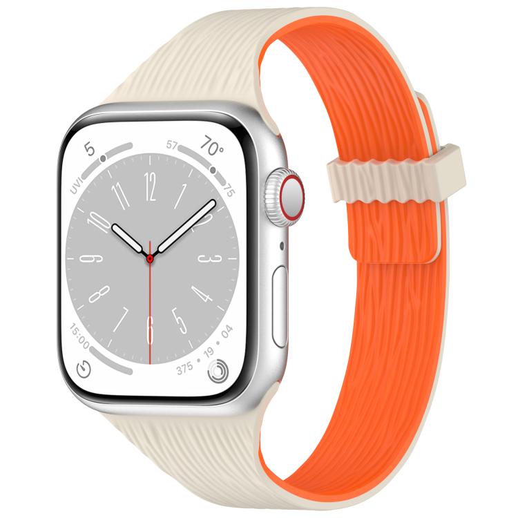 Water Wood Grain Small Waist Magnetic Silicone Watch Band, For Apple Watch 46mm / 49mm / 45mm / 44mm, For Apple Watch 42mm / 41mm / 40mm / 38mm