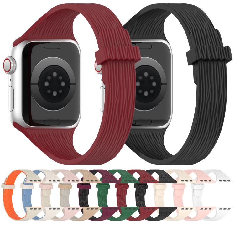 Water Wood Grain Small Waist Magnetic Silicone Watch Band, For Apple Watch 46mm / 49mm / 45mm / 44mm, For Apple Watch 42mm / 41mm / 40mm / 38mm