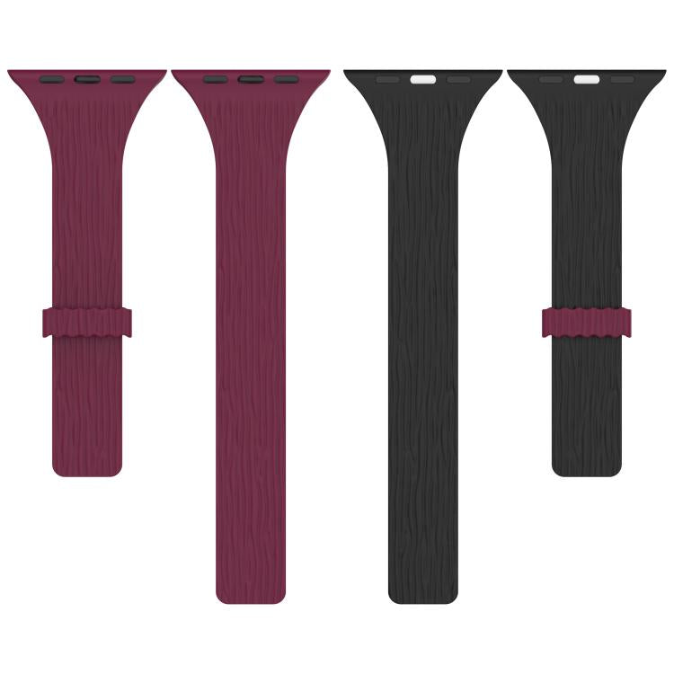 Water Wood Grain Small Waist Magnetic Silicone Watch Band, For Apple Watch 46mm / 49mm / 45mm / 44mm, For Apple Watch 42mm / 41mm / 40mm / 38mm