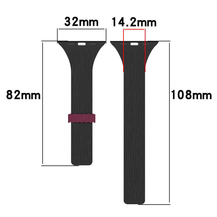 Water Wood Grain Small Waist Magnetic Silicone Watch Band, For Apple Watch 46mm / 49mm / 45mm / 44mm, For Apple Watch 42mm / 41mm / 40mm / 38mm