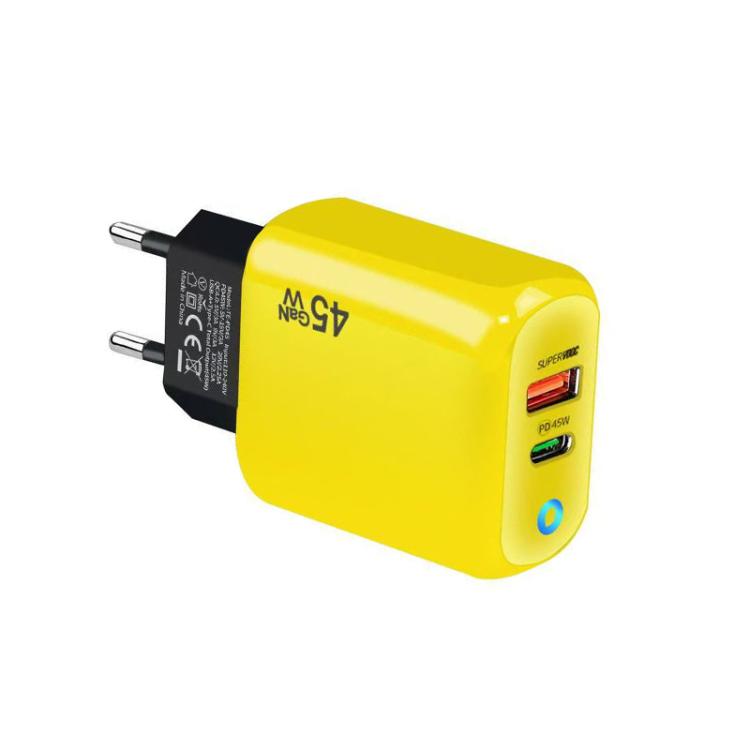 GaN 45W PD3.0 + QC3.0 Fully Compatible Protocol Charger for Laptops / Tablets，EU Plug, EU Plug