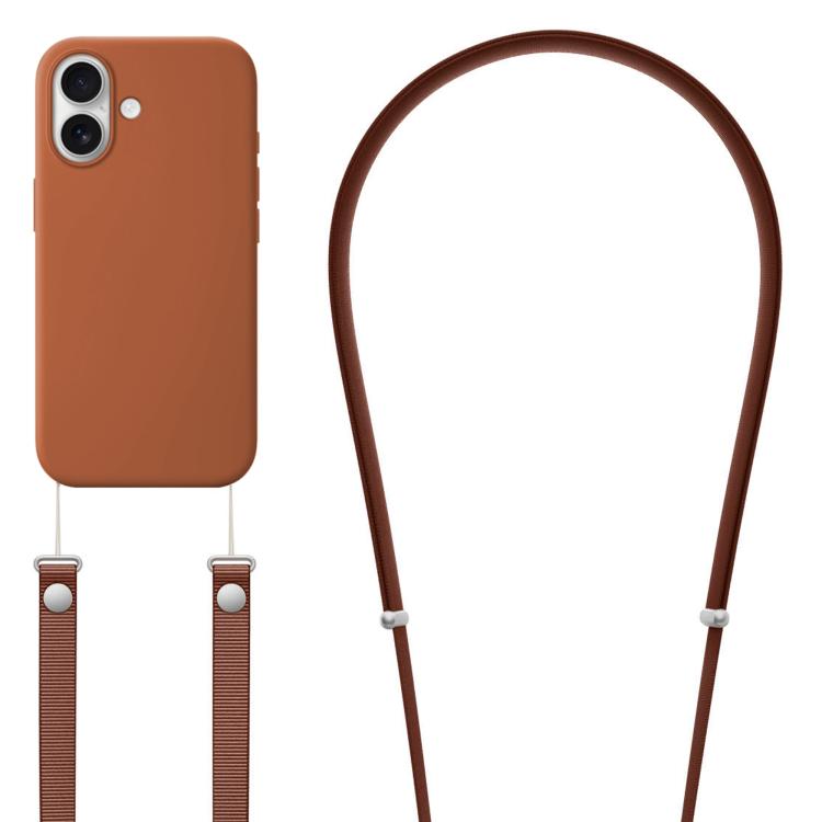 Crossbody Imitation Nylon Magnetic Liquid Pop-Up Animation Liquid Silicone Phone Case, For iPhone 17 Pro Max, For iPhone 17 Pro, For iPhone 17