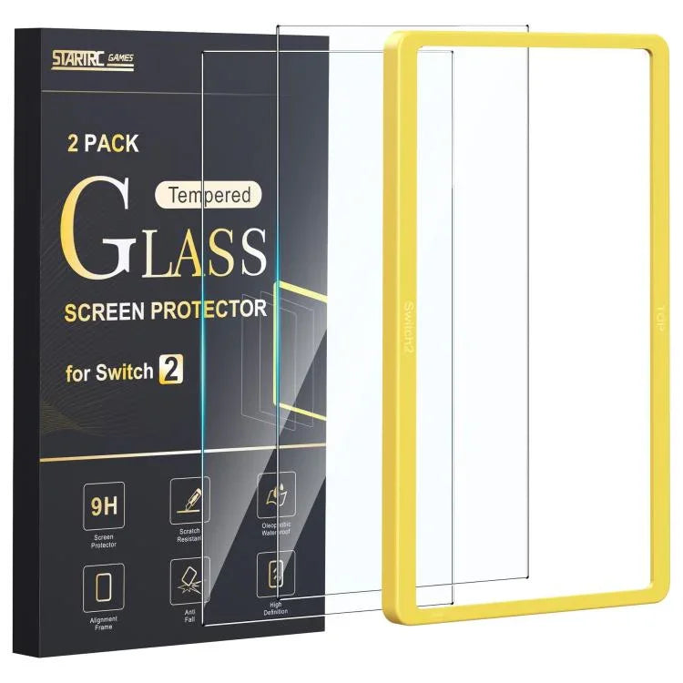 Gaming Console 2-Piece Tempered Glass Screen Protector + Alignment Frame Set, For Nintendo Switch 2