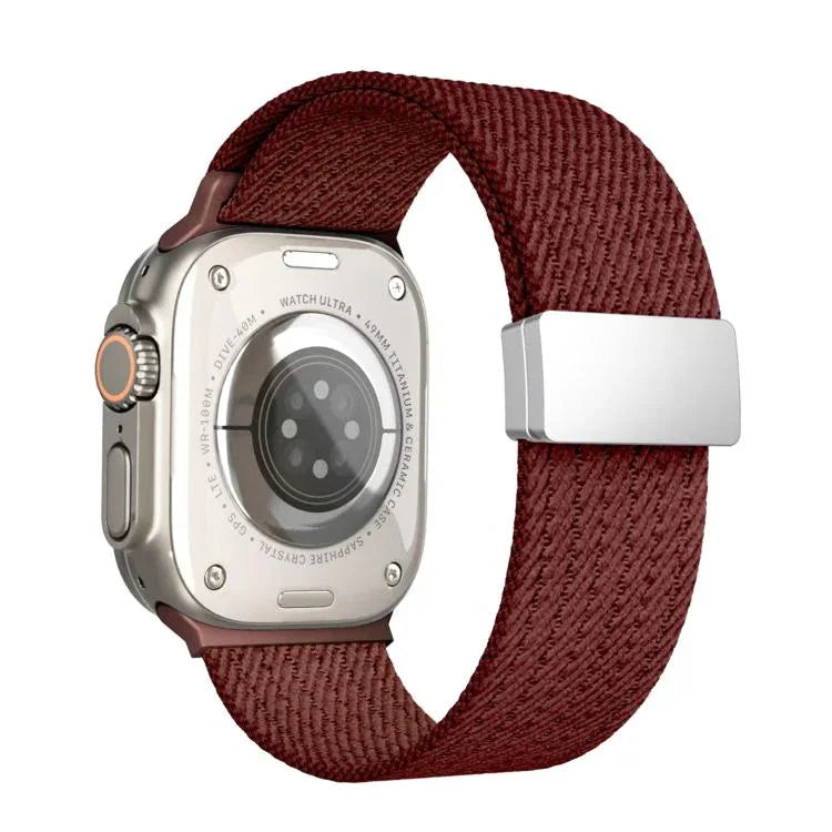 Single Color Magnetic Snap Four Strand Elastic Nylon Watch Band, For Apple Watch 46mm / 49mm / 45mm / 44mm, For Apple Watch 42mm / 41mm / 40mm / 38mm
