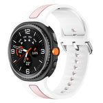 Silver Buckle Vertical Stripe Two Color Silicone Watch Band, For Samsung Galaxy Watch8 / Watch8 Classic