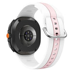 Silver Buckle Vertical Stripe Two Color Silicone Watch Band, For Samsung Galaxy Watch8 / Watch8 Classic