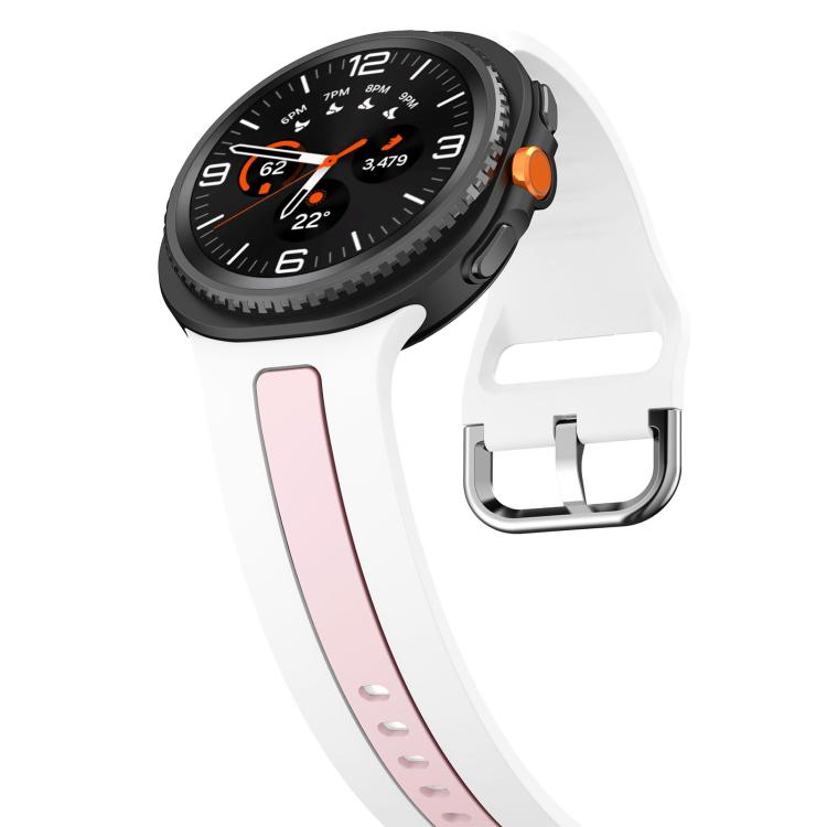 Silver Buckle Vertical Stripe Two Color Silicone Watch Band, For Samsung Galaxy Watch8 / Watch8 Classic